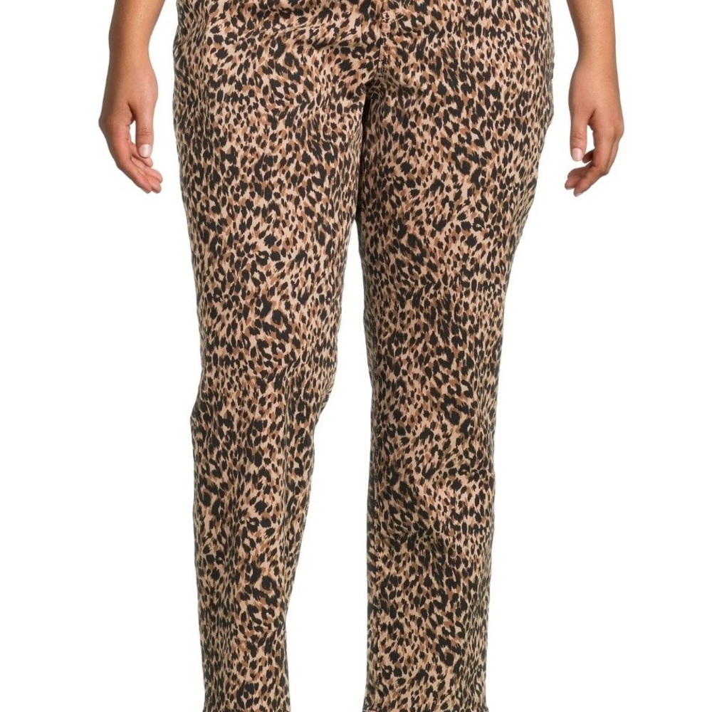 Terra & Sky Petite Plus Size Straight Leg Animal Print Jeans